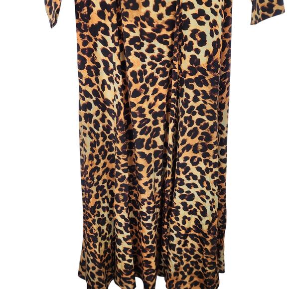 we are Leone Leopard Wrap Dress Size XS/Small Long Sleeve Maxi NWT 100% Silk - Picture 8 of 11